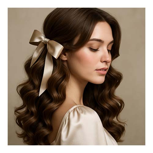 Soft Curls with a Satin Ribbon