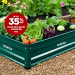 VEGEGA Metal Raised Garden Bed in a Beautiful Garden Setup