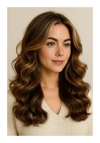 Voluminous Curls with Highlights